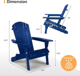 VINGLI Folding Adirondack Chairs Set of 4, Wood Adirondack Chair for Outdoor, Foldable Fire Pit Chairs for Patio, BBQ - Photo 3