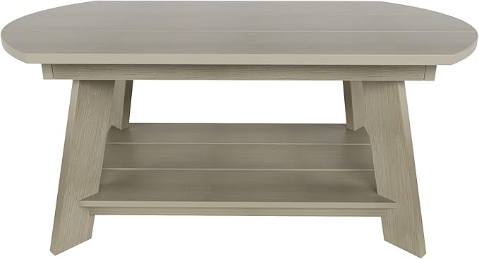 WestinTrends Tuscany Outdoor Coffee Table, All Weather HIPS 2 Tier Patio Adirondack Coffee Table, Weathered Gray