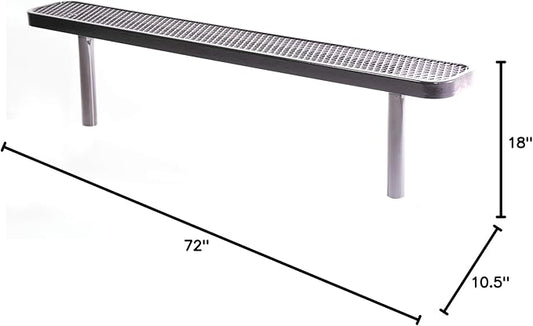COATEDOUTDOORFURNITURE Coated Outdoor Furniture Heavy-Duty Outdoor Bench Thermoplastic Coated, Expanded Metal, Commercial-Grade Seating, Made in America (Inground Without Back, 6 Ft, Black)