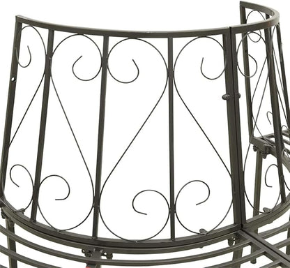 Silver Grey Steel Half-Round Tree Bench for Outdoor Garden, 3-Person Seating with Durable Waterproof Construction and Easy Maintenance, Patio Furniture for Relaxation