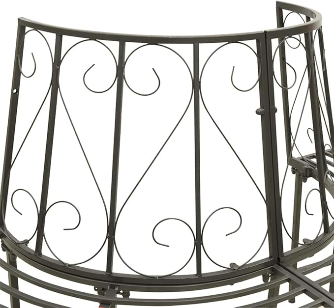 Half-Round Tree Bench, Outdoor Steel Wrap Around Bench for Garden, 63 Inch Semi-Circular Metal Seating for Parks and Patios, Silver Grey, Seats 3