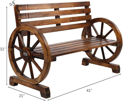 41in Outdoor Wooden Porch Benches,Weatherproof Patio Park Bench,Outside Leisure Bench,Outdoor Garden Park Bench,with Slatted Seat and Backrest,for Lawn, Deck, Path, Backyard, Entryway (Brown)