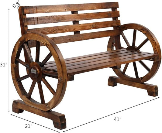 41in Outdoor Wooden Porch Benches,Weatherproof Patio Park Bench,Outside Leisure Bench,Outdoor Garden Park Bench,with Slatted Seat and Backrest,for Lawn, Deck, Path, Backyard, Entryway (Brown)