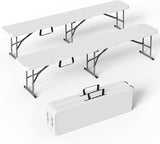 6 Foot Folding Bench, Portable Plastic Folding Bench Seat, Foldable Seat for Indoor Outdoor Picnic Camping Dining - Photo 1