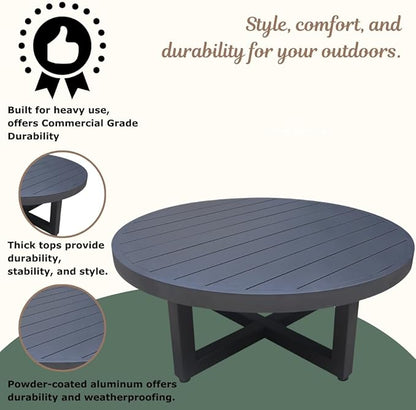 IC INTERNATIONAL CONCEPTS Outdoor Aluminum Patio Coffee Table - Charcoal
