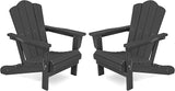 KINGYES Folding Adirondack Chair Set of 2, HDPE All-Weather Folding Adirondack Chair, Grey - Photo 1