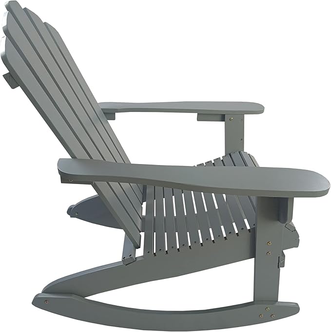 Reclining Wooden Outdoor Rocking Adirondack Chair,Walnut