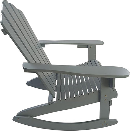 Reclining Wooden Outdoor Rocking Adirondack Chair,Walnut