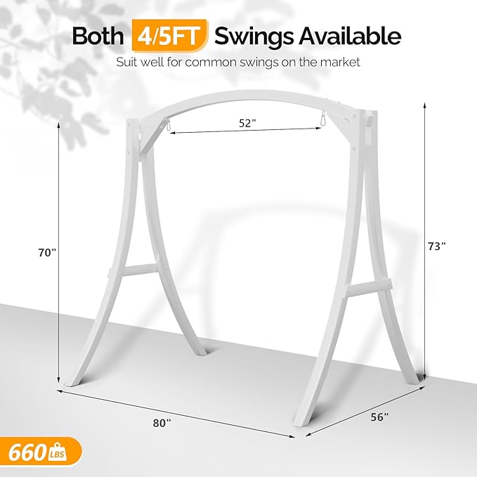 VINGLI Outdoor Wooden Swing Frame, Heavy Duty 1000 LBS A-Frame Swing Stand with Farmhouse Cottage Style - Photo 5