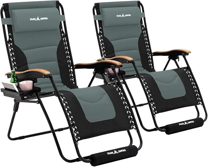 Amopatio Foldable Zero Gravity Chair, Oversized Outdoor Reclining Chair, 500LB Weight Capacity XLPatio Recliner with 0-170° Adjustable Backrest, Heavy Duty Lounge Chair with Cup Holder