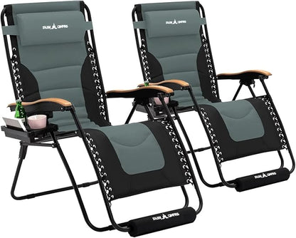 Amopatio Foldable Zero Gravity Chair, Oversized Outdoor Reclining Chair, 500LB Weight Capacity XLPatio Recliner with 0-170° Adjustable Backrest, Heavy Duty Lounge Chair with Cup Holder
