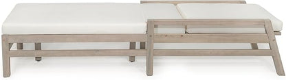 5-Position Adjustable Outdoor Chaise Lounge Set of 2, Solid Wood Patio Recliner Chair with Thick Cushions, Weather-Resistant for Pool, Balcony & Garden (Gray)