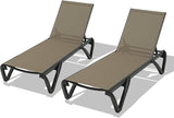 Domi Pool Lounge Chairs Set of 2, Aluminum Patio Chaise Lounge with Wheels, 5 Position Adjustable - Photo 8