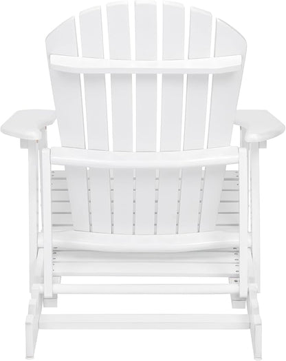 Merax Folding Adjustable Acacia Wood Adirondack Chairs, Water Proof with Retractable Ottoman Outdoor Wooden Lounge Reclining Chair for Garden, Patio, White