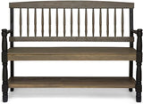 Merax 51" Outdoor Bench with Storage, Acacia Wood Metal Frame Chair Furniture for Garden Patio, Porch, Backyard, Park - Photo 4