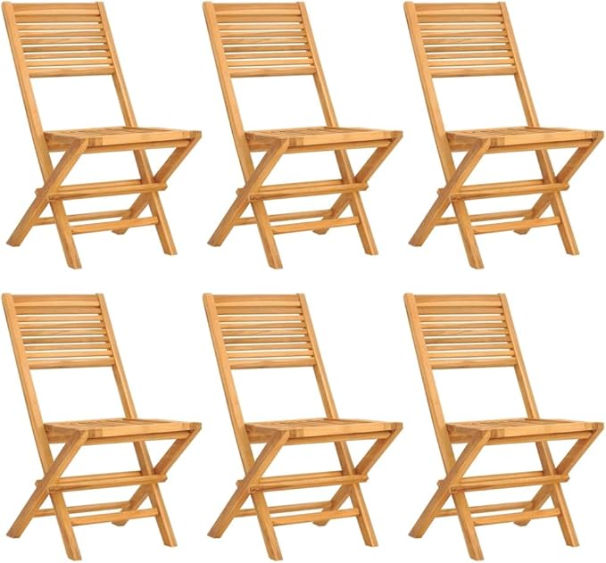Folding Patio Chairs 6 pcs 18.5"x24.4"x35.4" Solid Wood Teak Outdoor Chairs Furniture Balcony Furniture Suitable for Gardens, Pools, patios.