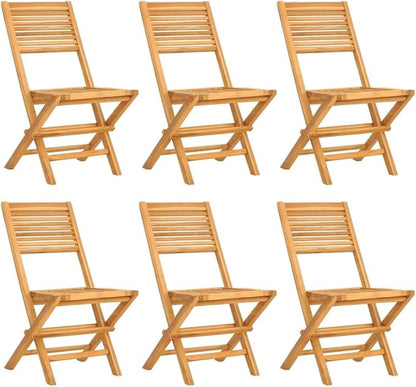 Folding Patio Chairs 6 pcs 18.5"x24.4"x35.4" Solid Wood Teak Outdoor Chairs Furniture Balcony Furniture Suitable for Gardens, Pools, patios.