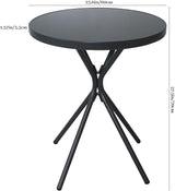 Outdoor Coffee Table with Tempered Glass Top - 23" Metal Bistro Table, All-Weather Steel Accent Table for Patio - Photo 3