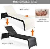 COSTWAY Patio Rattan Lounge Chair, Cushioned Chaise Recliner Chair with Adjustable Back - Photo 6