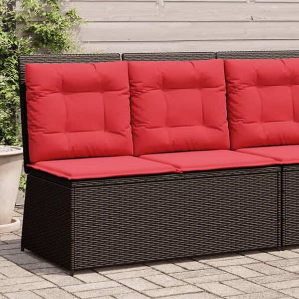 Reclining Patio Bench with Cushions, Outdoor Garden Loveseat, Adjustable Backrest PE Rattan Seating for Backyard, Porch - Photo 1