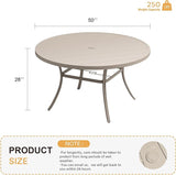 VICLLAX 50" Outdoor Round Patio Table with Umbrella Hole, All Weather Metal Round Outdoor Dining Table for Lawn Garden - Photo 3