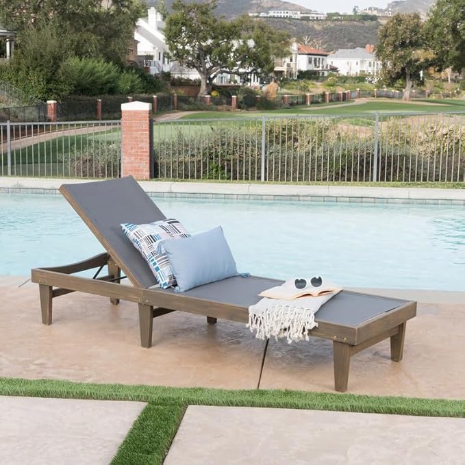 Outdoor Chaise Lounge Chair, Weather-Resistant Reclining Pool Lounger for Patio, Garden, Backyard & Poolside - Photo 1