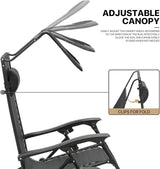 MoNiBloom Zero Gravity Chair with Canopy Shade, Patio Anti Gravity Recliner - Photo 8