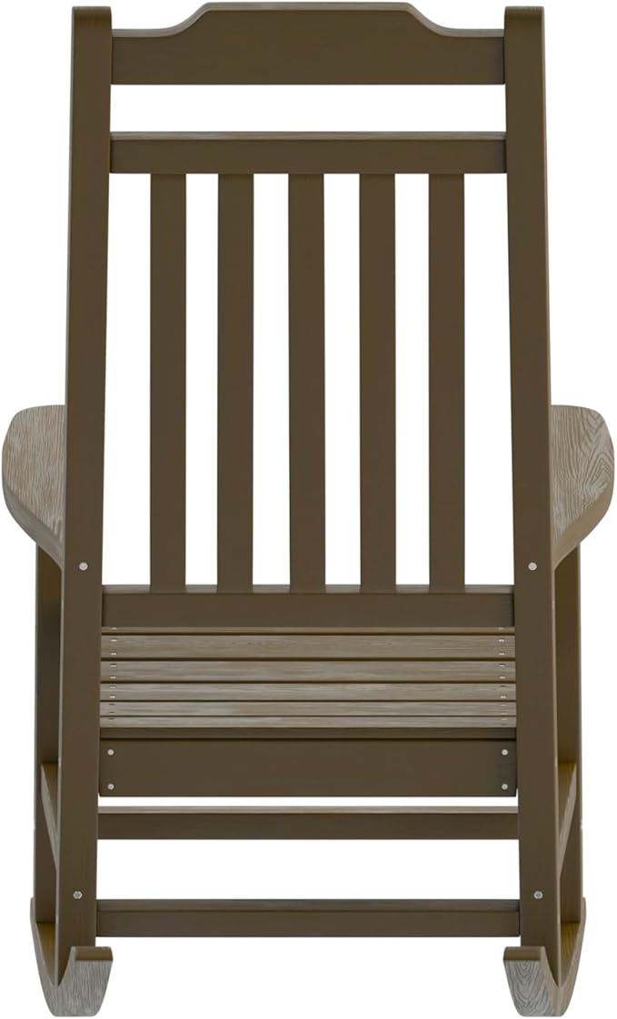 Flash Furniture Winston All-Weather Poly Resin Rocking Chair in Mahogany