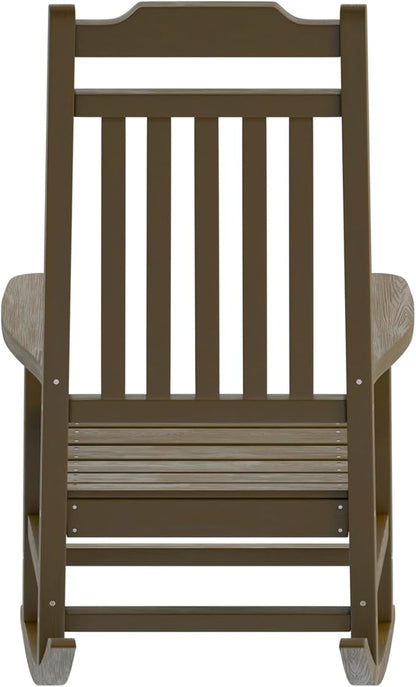Flash Furniture Winston All-Weather Poly Resin Rocking Chair in Mahogany
