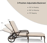 VINGLI Cast Aluminum Outdoor Chaise Lounge Chair and Side Table Set - Photo 4