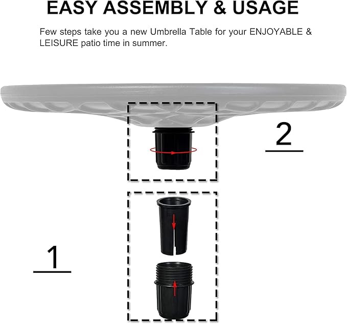 Sundale Outdoor Adjustable Umbrella Table, Portable Round Table Tray with Umbrella Hole, for Beach Patio Garden Poolside 20in Dia