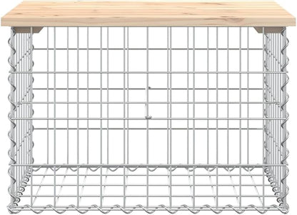 Garden Bench Natural Pine Wood Solid Pine Wood Compact Durable for Two, Rustic Farmhouse Outdoor Seating with Gabion Design, Patio Furniture, Weather Resistant