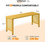 VINGLI 40in Outdoor Metal Bench, All-Weathe Backless Patio Bench with Slatted Seat＆Floral Side Panels - Photo 3