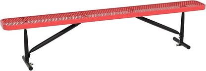 8FT Metal Park Bench for Outside, All-Weather Thermoplastic Coating Outdoor Bench with Anchor, Commercial Heavy Duty Benches for Shopping Malls, Stores, Parks, Patios, Decks, Red
