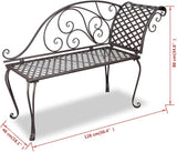 Antique Brown Steel Garden Chaise Lounge with Scroll Patterns Ergonomic Design for Outdoor Relaxation Rust-Proof Finish - Photo 2