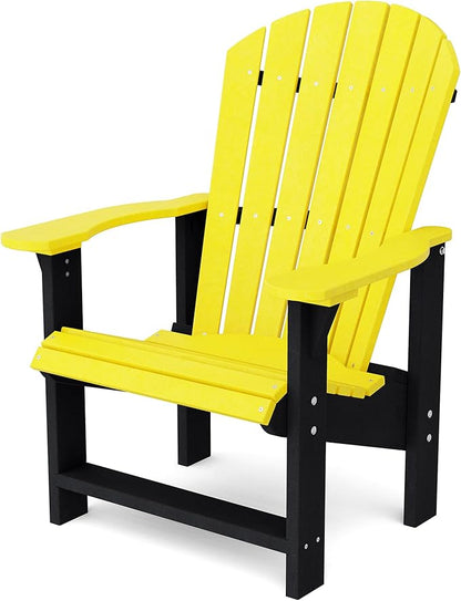 Wildridge Heritage Upright Adirondack Chair, Lemon Yellow and Black - Outdoor All-Weather Poly Furniture for Patio, Deck, Yard