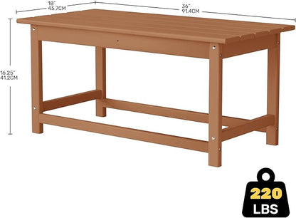 Costaelm Adirondack Conversation Table, HDPE Outdoor Drink Weather Resistant, Outdoor Patio Porch Accent Balcony Table for Pool, Seaside, Backyard, Teak