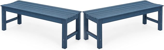 Stoog Outdoor Benches Set of 2, 2-Person Patio Dining Bench, Waterproof HIPS Backless Outdoor Bench, Never Rot or Fade - Photo 1