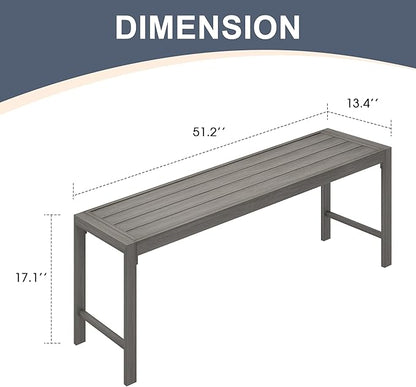 VICLLAX Outdoor Bench 51" Long Garden Bench Backless Porch Patio Bench Metal Park Bench, Grey