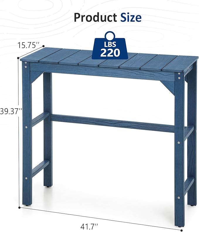 Outdoor Bar Table, 42" Weatherproof Patio Bar Height Counter Table, HIPS Material, Waterproof, for Outside, Garden - Photo 3