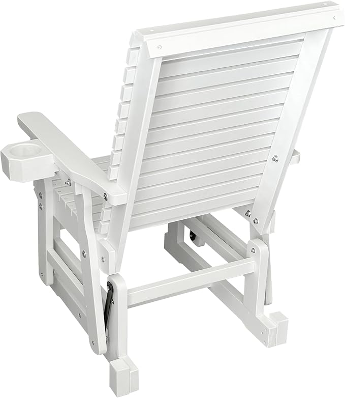 Fortune Candy Wooden Patio Glider for One Person, with High Backrest and Deep Contoured Seat, Solid Fir Wood - Photo 8