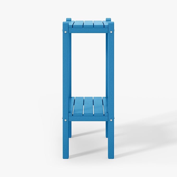 WestinTrends Malibu 36" Outdoor Adirondack HDPE 2-Tier Patio Side Table, Pacific Blue - Photo 7