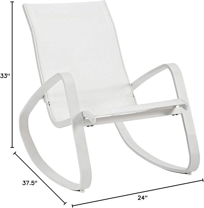 Modway EEI-3180-WHI-WHI-SET Traveler Rocking Lounge Chair Outdoor Patio Mesh Sling Set of 2, White