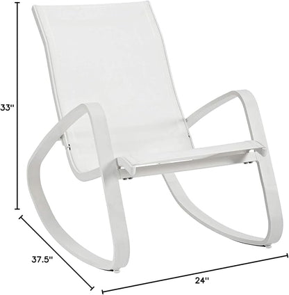 Modway EEI-3180-WHI-WHI-SET Traveler Rocking Lounge Chair Outdoor Patio Mesh Sling Set of 2, White