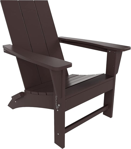 WO Home Furniture HDPE Adirondack Chair Folding Poly Lumber All Weather UV/Fade Resistant Heavy Duty for Patio, Backyard, Balcony, Garden, Lawn (Dark Brown)…