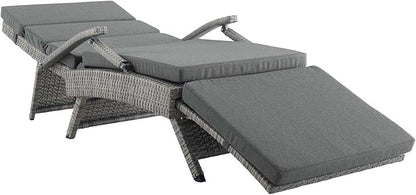 Modway Envisage Outdoor Patio Wicker Rattan Chaise Lounge in Light Gray Charcoal
