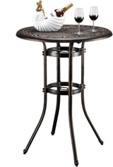 VINGLI Outdoor Bar Table, Cast Aluminum Bar Height Patio Table with Umbrella Hole - Photo 1