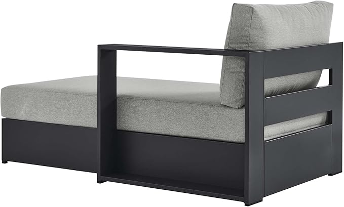Modway Tahoe Powder-Coated Aluminum Outdoor Chaise Lounge Gray with Weather-Resistant Cushions - Photo 5
