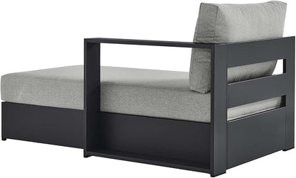 Modway Tahoe Powder-Coated Aluminum Outdoor Chaise Lounge Gray with Weather-Resistant Cushions, Modular Right-Facing Patio Lounger for Pool Furniture or Sectional Sofa Set