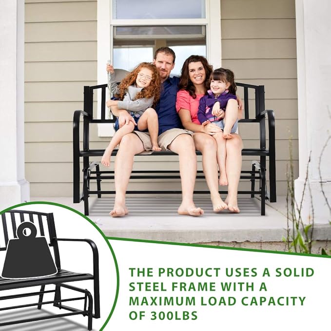 Patio Glider Bench Garden Bench for Patio Outdoor Bench Metal Bench Park Bench Cushion for Yard Porch Work Entryway